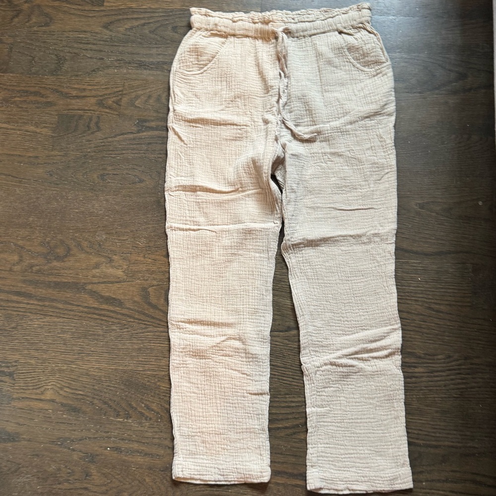 Oliveaceous High Rise Cotton Gauze Pants - Picture 1 of 5